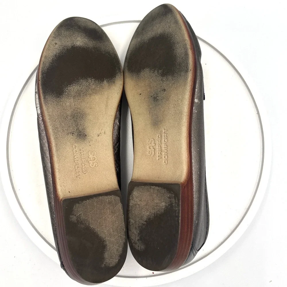 SAS Womens Penny Loafers Metallic Pewter Leather Tripad Comfort Shoes USA Made